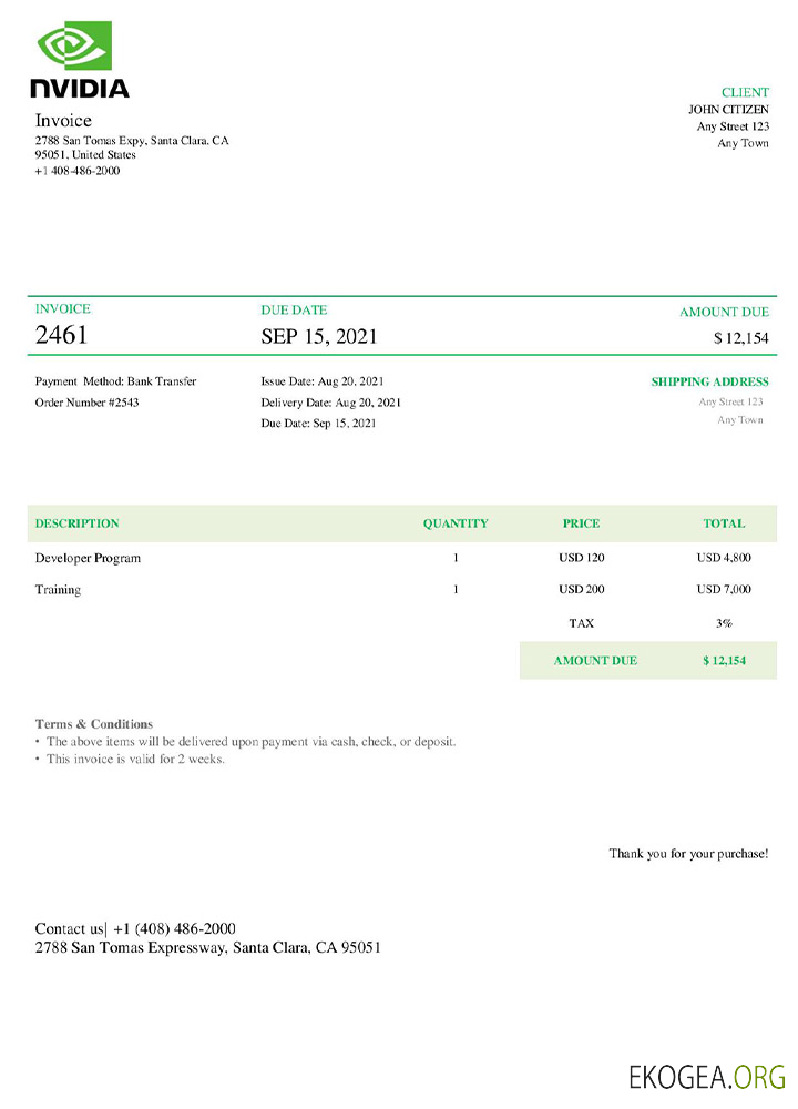 Facture Nvidia aux États , Unis